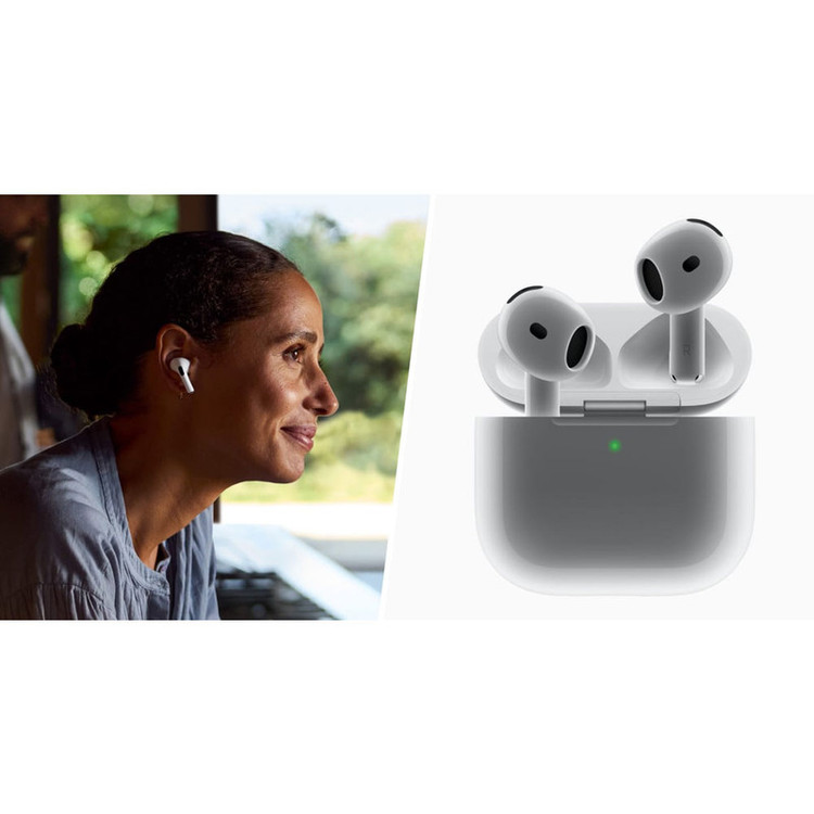 هدفون بلوتوثی اپل مدل AirPods 4- اورجینال - فاقد قابلیت نویز کنسلینگ، درگاه شارژ USB Type-C، شارژ بی سیم، با قابلیت اتصال به چند دستگاه، پشتیبانی از فرمان لمسی، نشانگر LED، پشتیبانی از دستیار صوتی، مقاوم در برابر آب