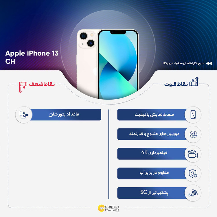 گوشی موبایل اپل مدل iPhone 13 CH دو سیم کارت ظرفیت 128 گیگابایت و رم 4 گیگابایت - نات اکتیو - پلمپ شرکتی